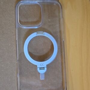 IPhone16 Pro Max Clear Phone Case with Silver Ring Holder Casekoo